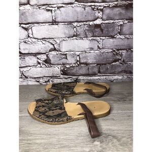AVARCA MENORQUINA Brown Leather Snake Slingback Sandals Women’s Sz 38EU/7.5M US